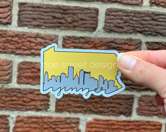 Pittsburgh Sticker Yinzer Skyline STICKER or MAGNET  3” | Planner Sticker | magnet | Pittsburgh Skyline | Mae Street Designs |