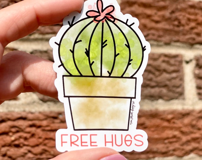 Free Hugs Snarky Cactus Succulent Weatherproof Vinyl Sticker or Magnet