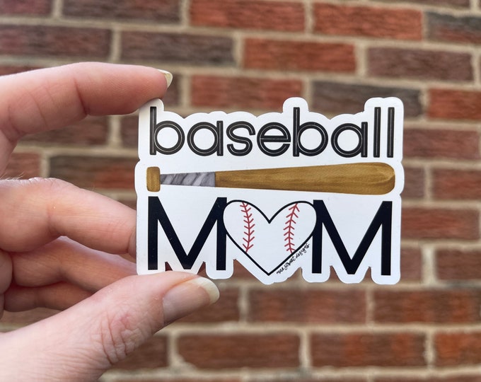 Baseball Mom 2 Sticker or Magnet | Mae Street Designs