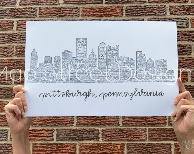 Pittsburgh Skyline Art Print | Pittsburgh Bridges Art Print | Pittsburgh gift | Pittsburgh art | Pittsburgh Print | Mae Street Designs |