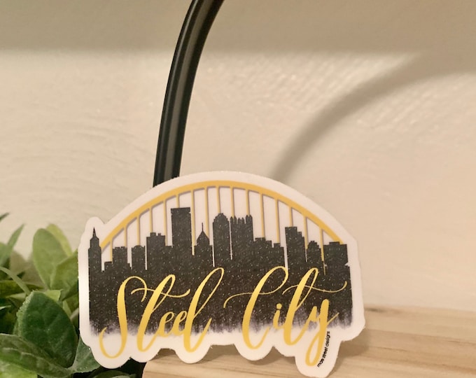 Steel City Pittsburgh Skyline Sticker or Magnet | Pittsburgh gift | Mae Street Designs vinyl sticker | laptop sticker | planner sticker