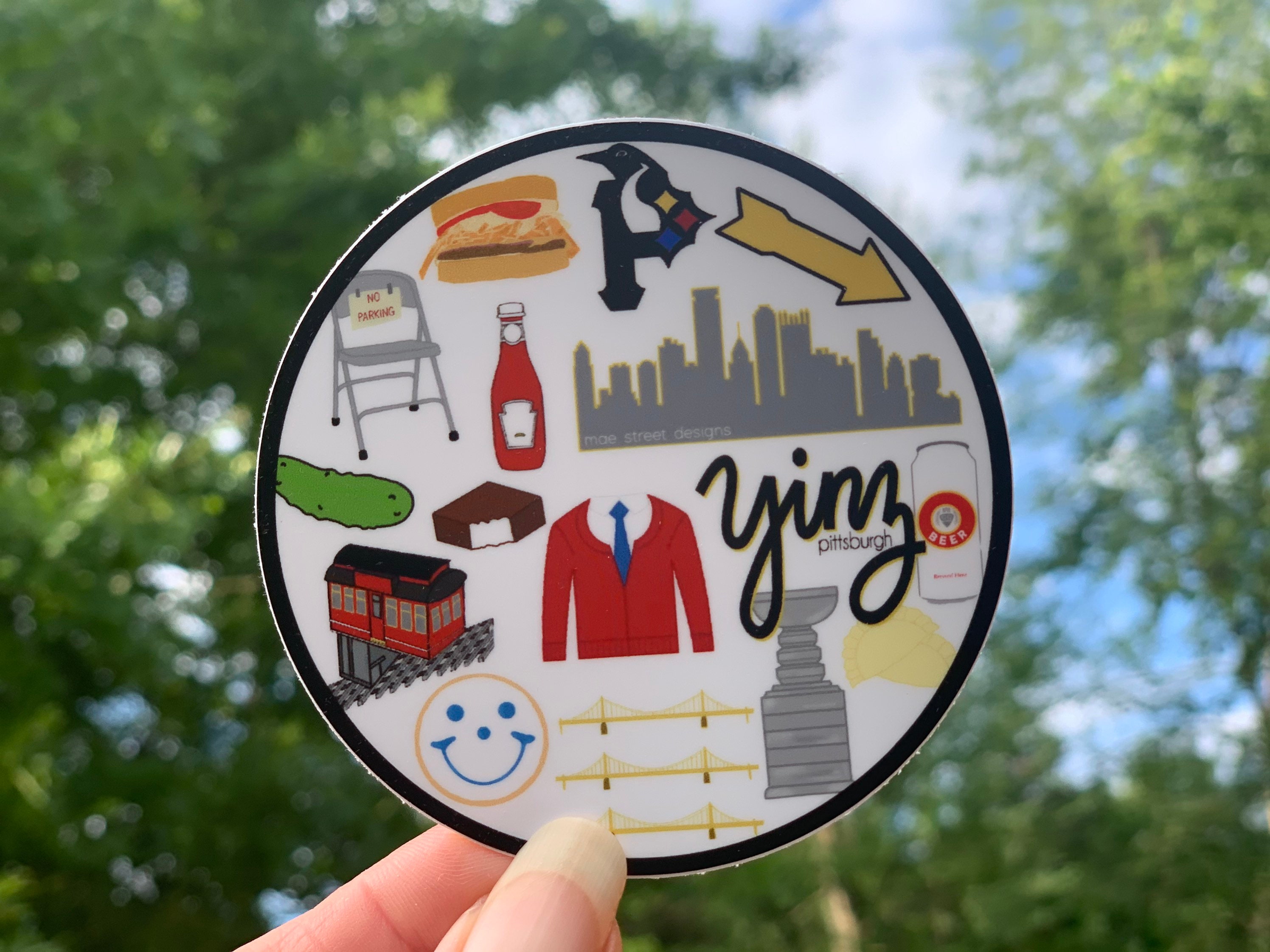 Iconic All About Pittsburgh Sticker or Pittsburgh gift Mae