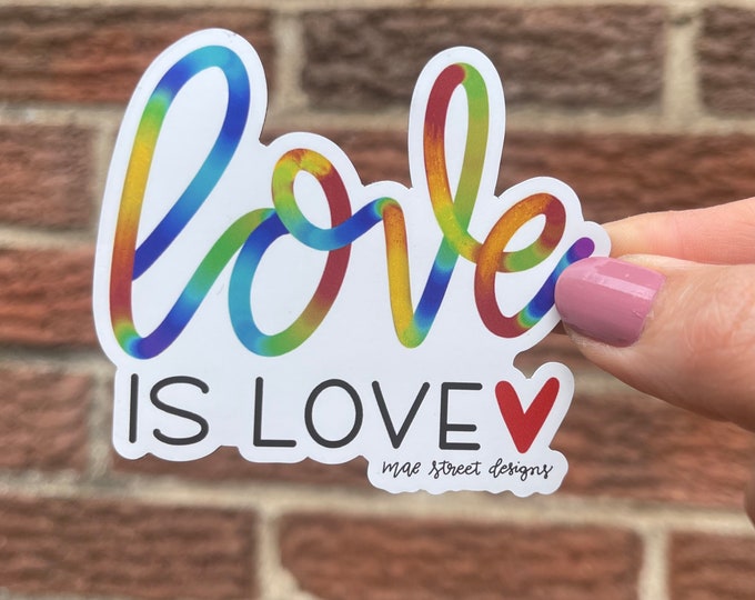 Love Sticker or Magnet | Love is Love Rainbow Pride Vinyl Weatherproof Sticker or Magnet