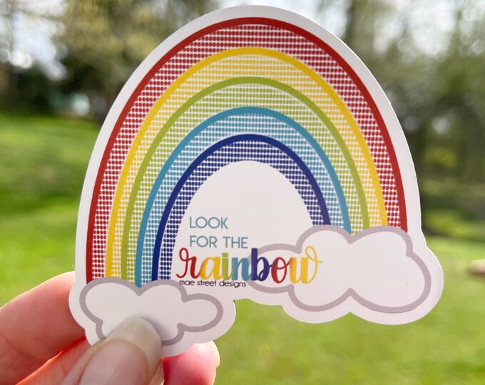 Look for the rainbow vinyl sticker or magnet