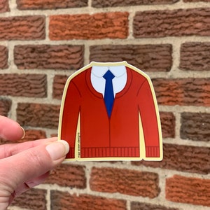 Red Sweater Sticker or Magnet Red Cardigan Sticker vinyl sticker Pittsburgh sticker image 2