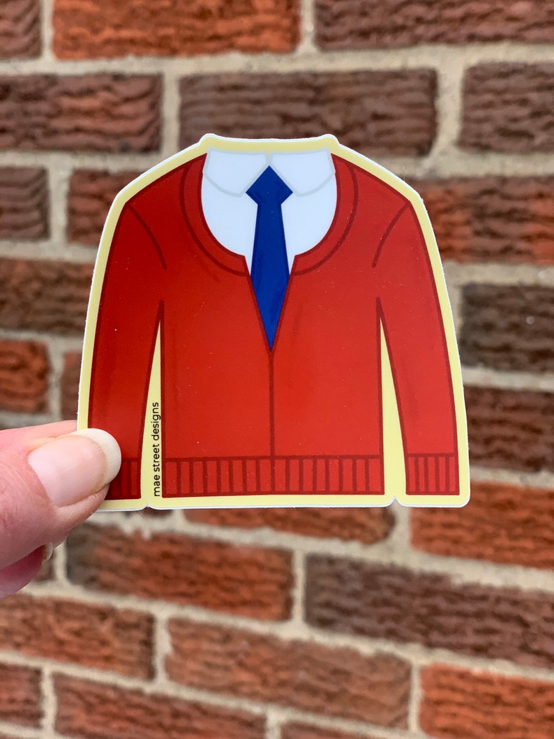 Red Sweater Sticker or Magnet Red Cardigan Sticker vinyl sticker Pittsburgh sticker image 1