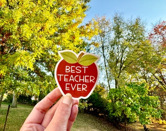 Best Teacher Ever Apple Sticker or Magnet | teacher appreciation gift | Mae Street Designs vinyl sticker pencil sticker