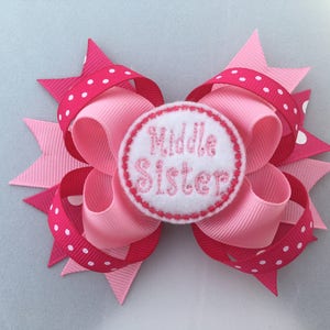 Big, Middle or Little Sister Bow you choose one Big Sister hairbow middle Sister Hairbow Little Sister Hairbow image 3