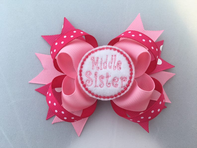 Big, Middle or Little Sister Bow you choose one Big Sister hairbow middle Sister Hairbow Little Sister Hairbow image 3