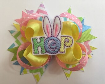 Easter Felt Embroidered Bunny Hop Bow