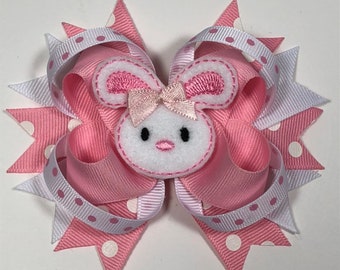 Easter Felt Embroidered Bunny Loopy Bow