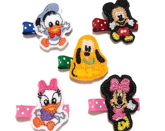 Miss Mouse Feltie - Mr Mouse Feltie - Dog Feltie - Mr Duck Feltie Clippie - Miss Duck Feltie - Fab 5 - Clippie for Hairbow - Feltie Clippie