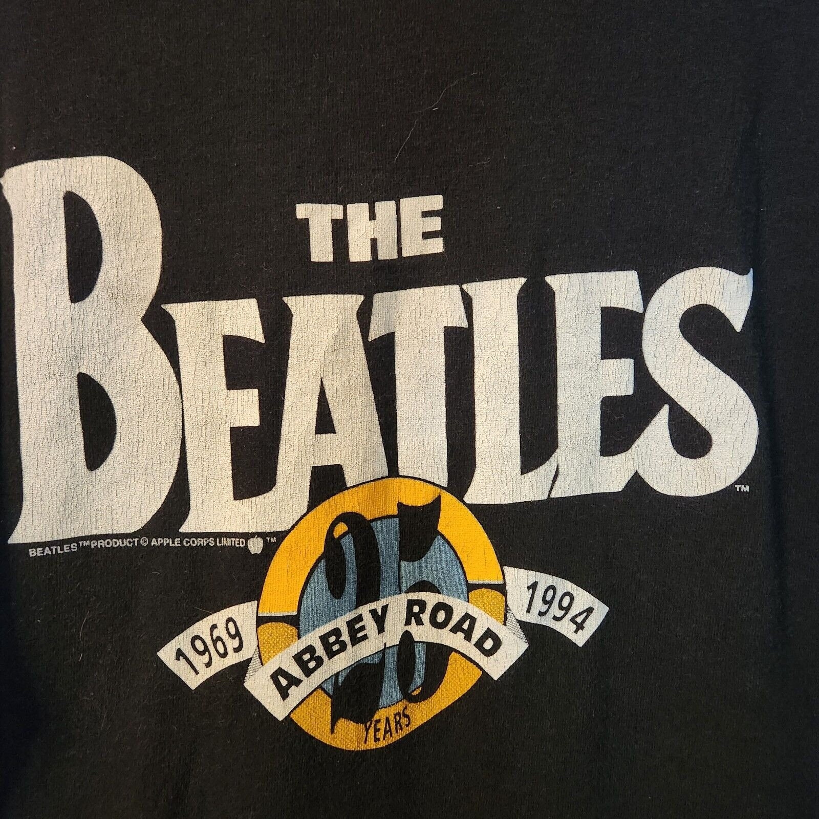 Vintage Beatles Abby Road Graphic 25 Year T-shirt Black Size