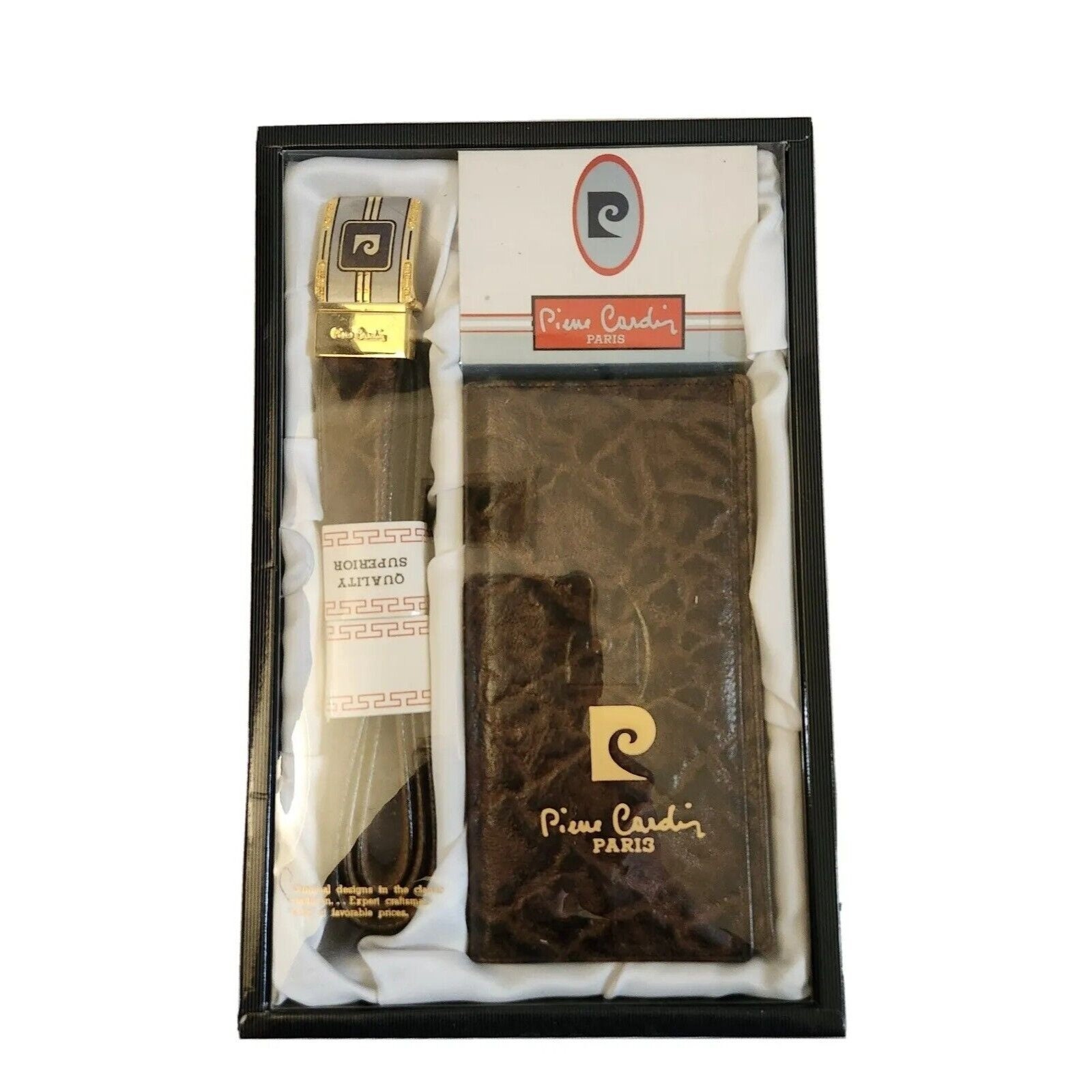 Pierre Cardin Brown Leather Belt & Wallet Gift Set Vintage  display picture 1