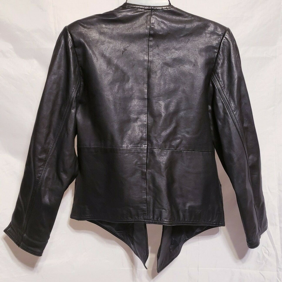 Vintage Avanti Black Leather Jacket Size Small Open Front | Etsy