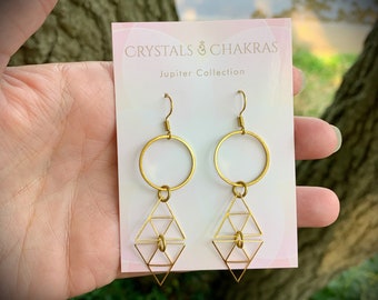 Brass Sacred Geometry Hoop Earrings