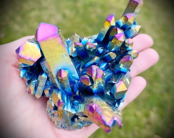 Rainbow Aura Quartz Cluster