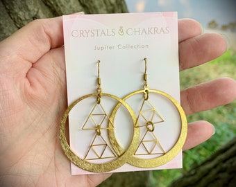 Brass Sacred Geometry Hoop Earrings