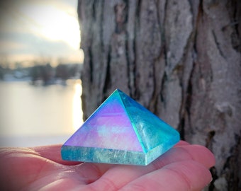 Aqua Aura Quartz Pyramid