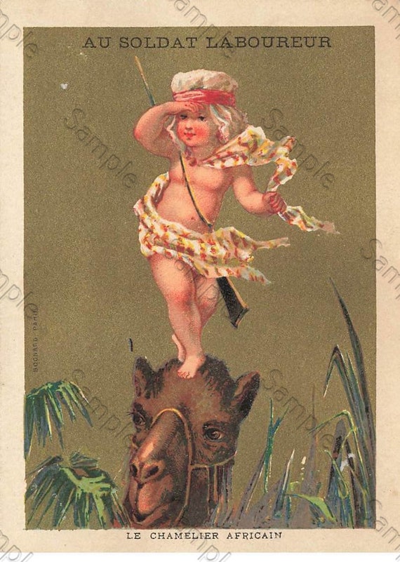 Rare  Victorian Trade card child head of camel