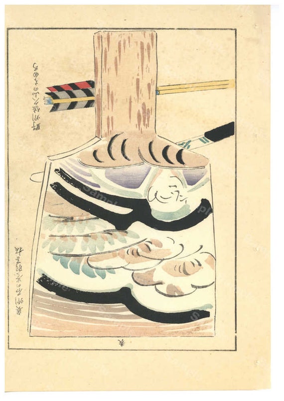 Japanese woodblock print meiji period folk art, pattren