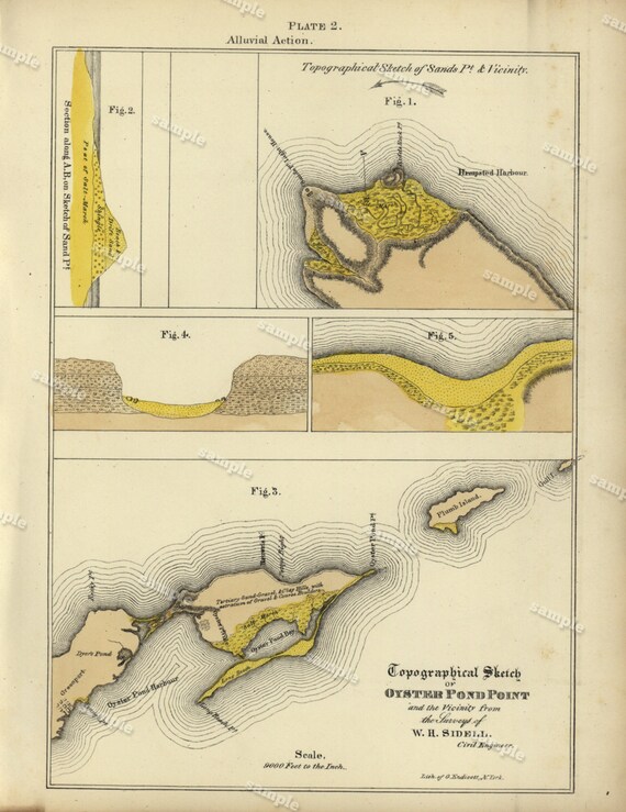 1843 Hand colored Geological map  from Geology of New-York by William W. Mather art decor Original print