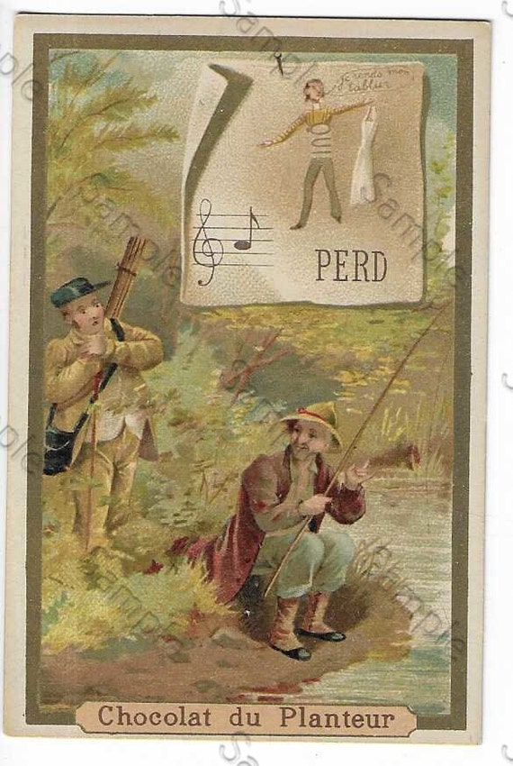 Rare  Victorian Trade card people fishing