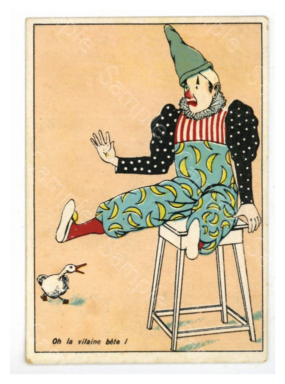 Antique Victorian Trade card chromo Clown