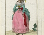 1780 Hand Colored Costume Engraving Bourgeoise De Londres- From bourgeois London- decorative art fashion Costume Print