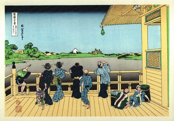 Japanese  woodblock Print From Japanese Katsushika Hokusai