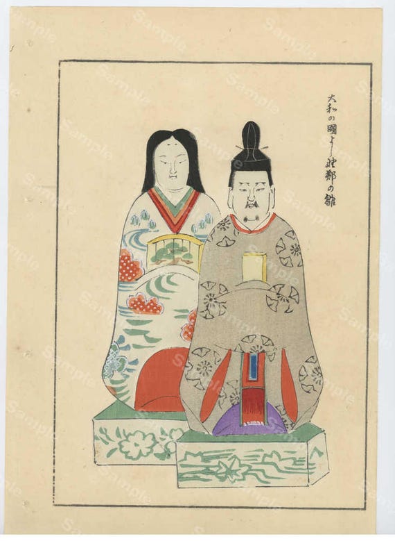 Japanese woodblock print Meiji period folk art-