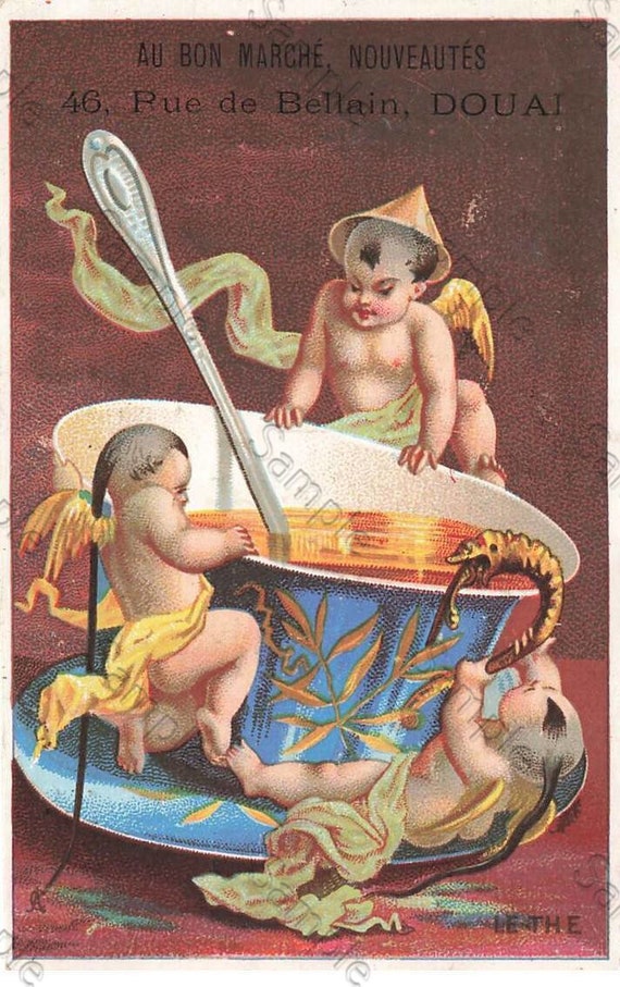 Rare  Victorian Trade card angels cupdis