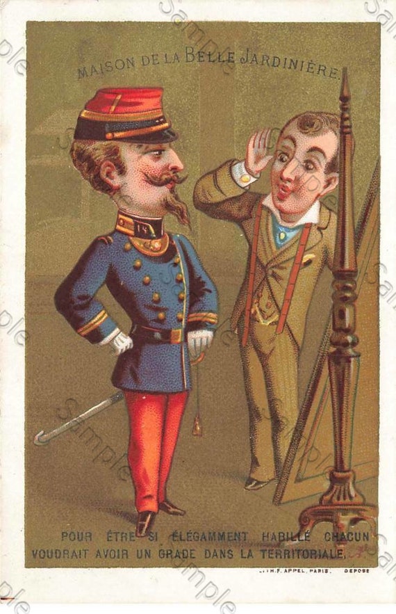 Rare  Victorian Trade card Tailor and a military  man