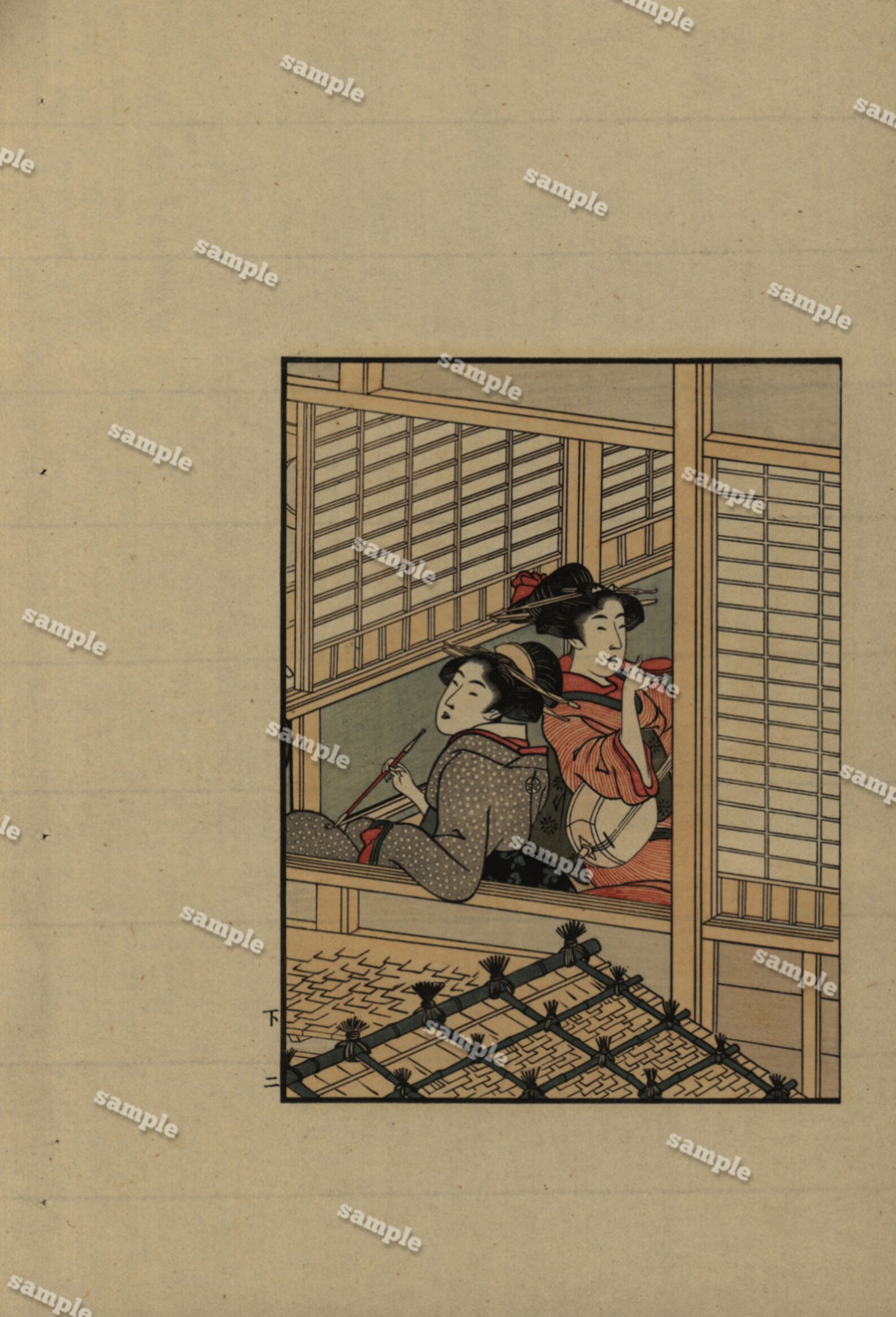 1920 Woodblock Original print from master Kitagawa Utamaru Large folio size - ...