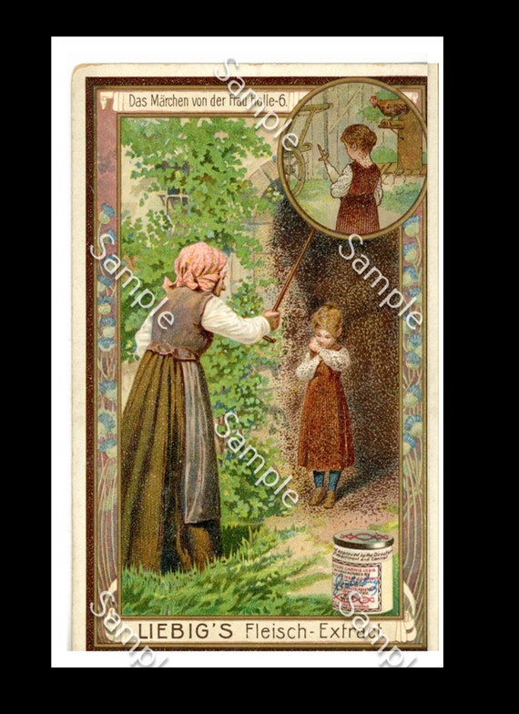 Victorian Trade card  old lady and little girl Img0002