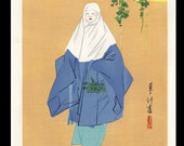 Vintage authentic Japanese theatrical comic woodblock print