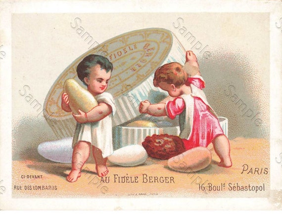 Rare  Victorian Trade card children eating candies