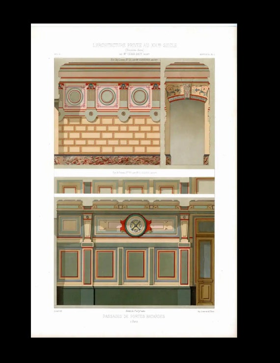 Antique 19th century Interior Decoration L'Architecture privée au XIXe Siècle Paris Passages de portes bâtardes