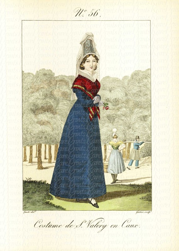 Antique  Hand Colored Original  Costume Engraving 18th Century Women Costume