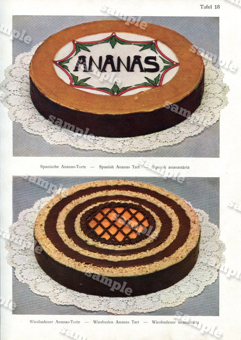 Original Print antique print decorative art kitchen decor wall art Cake art dessert art Artistic Dishes
