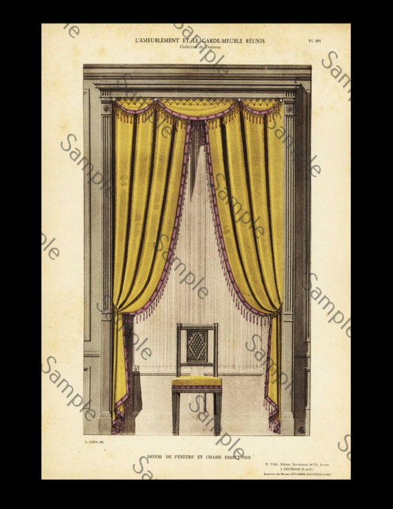 RARE Chromolithograph after original drawing  by Foussier, printed by Berthaud Published Paris L Ameublement