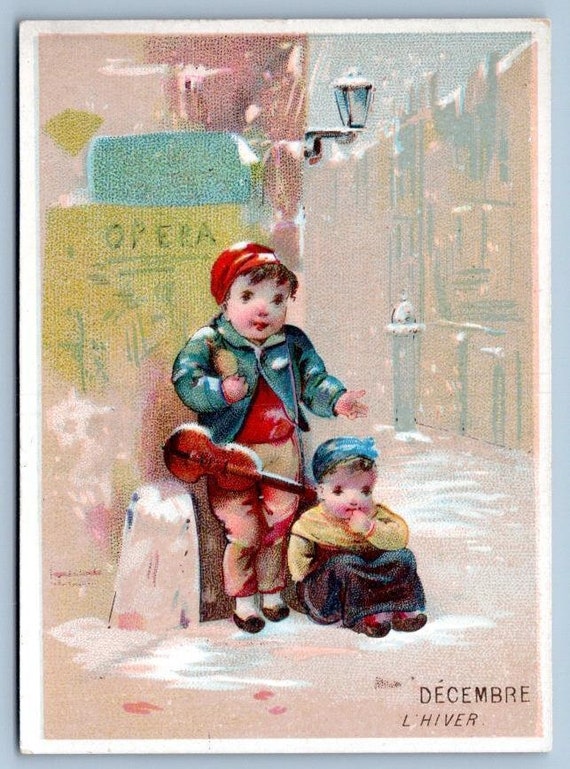 Antique Victorian Trade card chromo French children