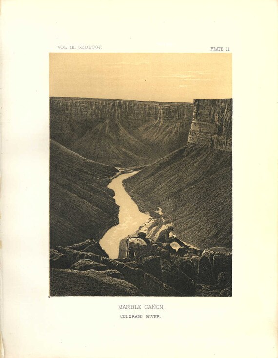 19th Century geological prints rocks grand canyon view set of four with one map and a chart