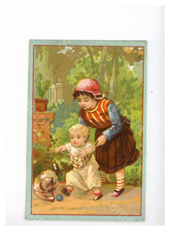 Antique Victorian Trade card chromo children