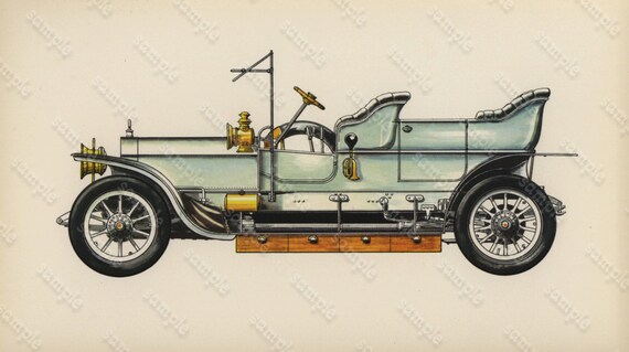 1975  Cars Lithographs  Rolls Royce 1906 Silver Ghost Original From First Edition.