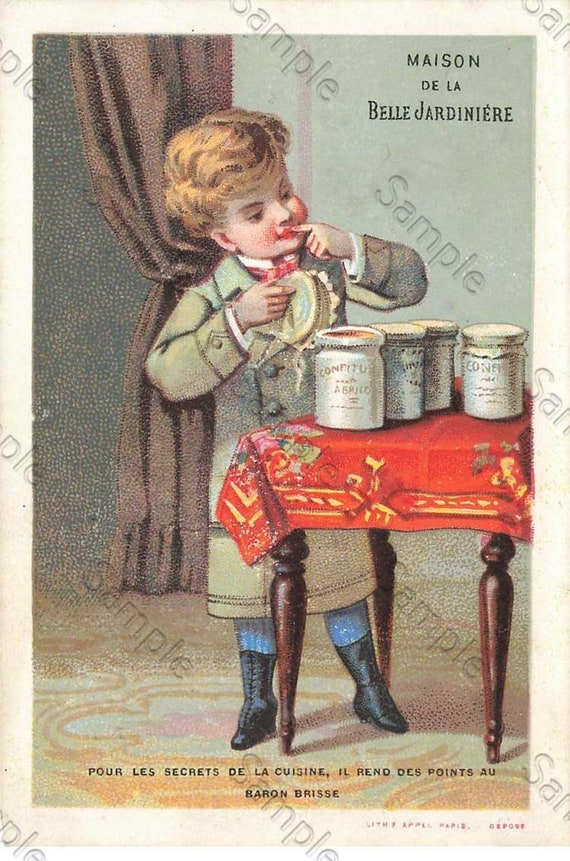 Rare  Victorian Trade card Boy eating Jam