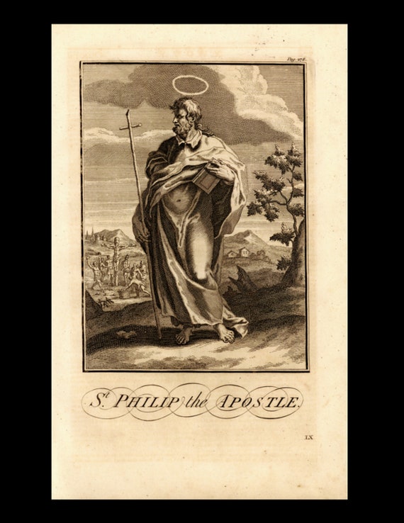 18th century Engraving from Burkitt NEW TESTAMENT Observations Expository Notes Bible Study Saint Philip the Apostle