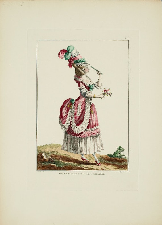 Original 1880/'s History of Costume Hand Colored Plate No 635