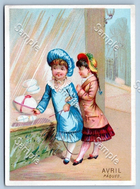 Antique Victorian Trade card chromo French children