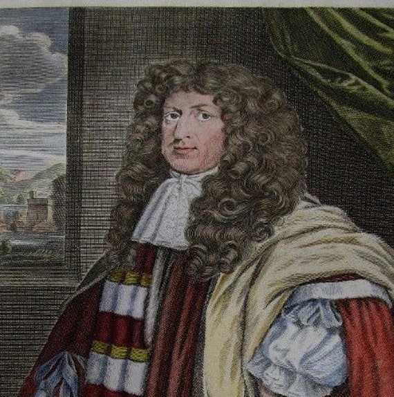 17th Century,authentic,Original Hand-Colored Engraving of Anthony,Charles Paulet, Marquess of Winchester,,copper engraving.